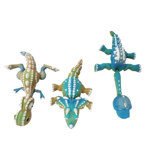 Set Of 3 Cartoon Dinosaur Figures T-Rex Triceratops Brachiosaurus 3d Printed (n) - Picture 2 of 16